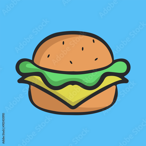 Cheese Burger Cartoon Illustration