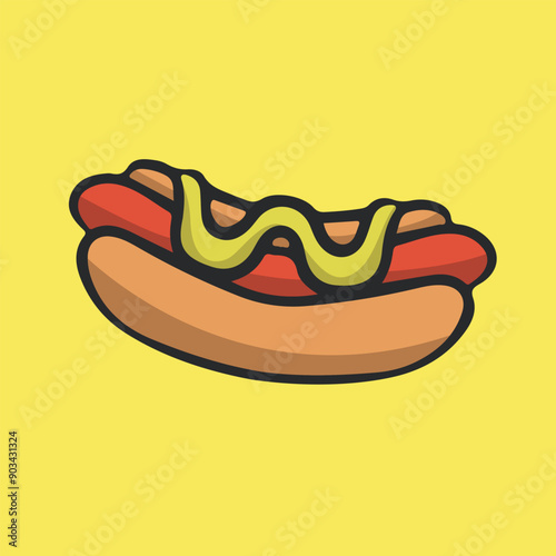 Hot dog vector colorful icon