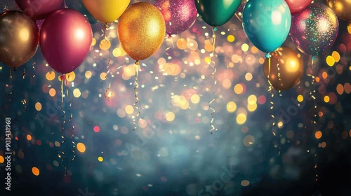 Wallpaper Mural Festive Celebration Background with Balloons, Gifts Torontodigital.ca