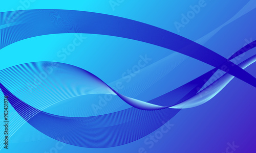 blue smooth lines wave curves with soft gradient abstract background