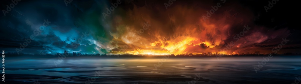 Neon fire text reading Halloween ablaze in vibrant green, yellow, blue, dark blue, purple, red, orange, and brown hues, set against a midnight sky backdrop with eerie glowing mist, wide-angle lens Neon fire text reading Halloween ablaze in vibrant green, yellow, blue, dark blue, purple, red, orange, and brown hues, set against a midnight sky backdrop with eerie glowing mist, wide-angle lens
