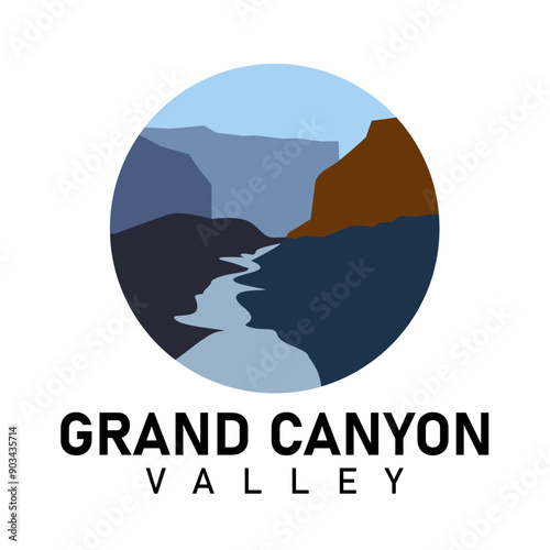 grand canyon valley illustration logo circle design vector