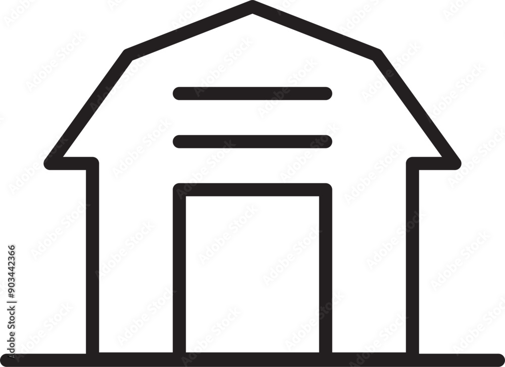 Minimalist Farm Barn Outline Vector Icon Illustration