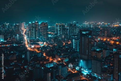 Wallpaper Mural Cityscape of a Modern Metropolis at Night Torontodigital.ca