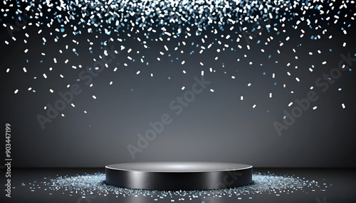 Background black podium stage silver award glitter light 3d platform product 