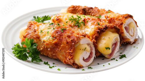 A plate of chicken on transparent background