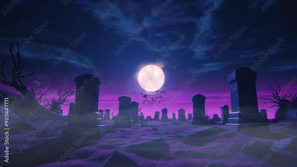 spooky graveyard in halloween night with pumpkin and bats spooky graveyard in halloween night with pumpkin and bats
