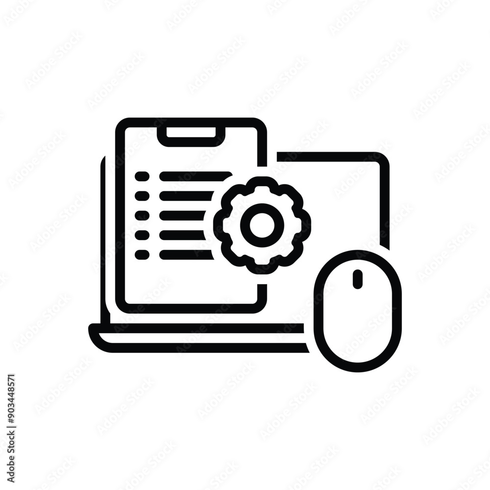 Black line icon for computer skill