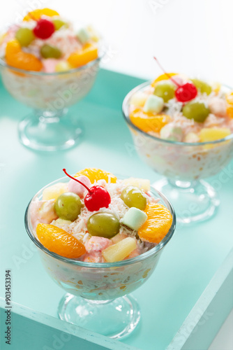 Light, Bright and Colorful Fruit and Marshmallow Ambrosia Salad
