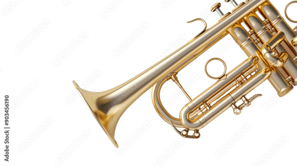 Obraz premium Brass trumpet on transparent background