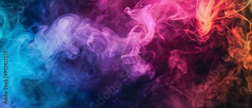 Negative color, overlay of ethereal smoke, on black background, Generative AI © Starlight