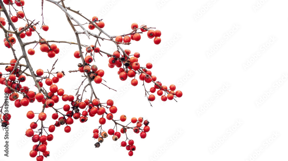 Fototapeta premium Branches of red berries on transparent background