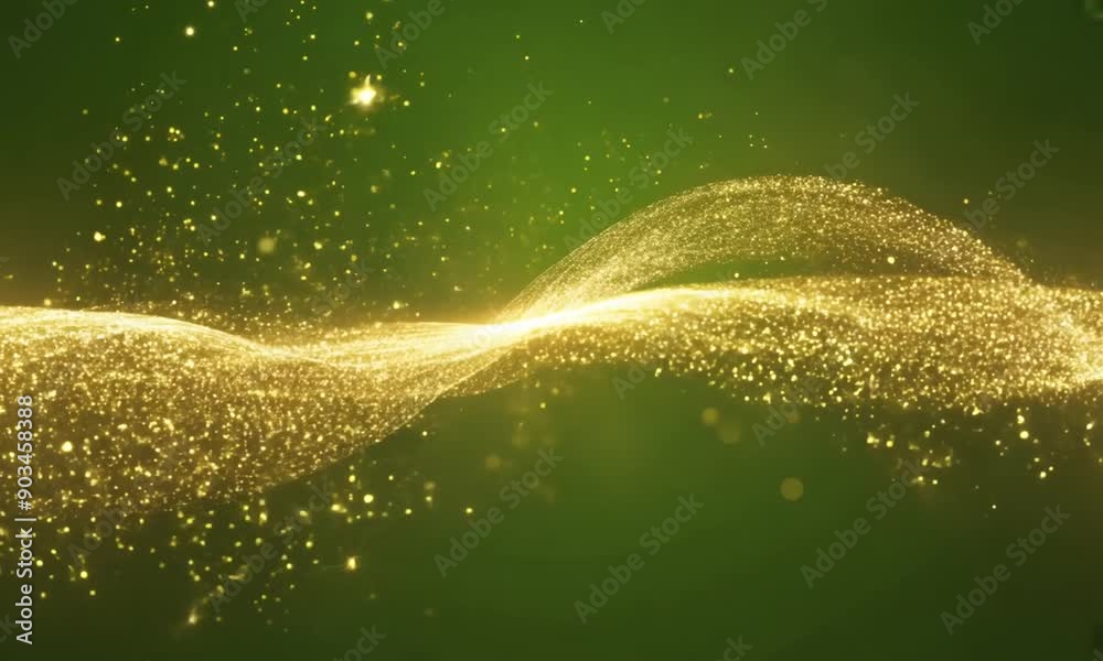 custom made wallpaper toronto digitalLuminous Gold Wavy Light Lines and Golden Stars Dust Trail on Green Background