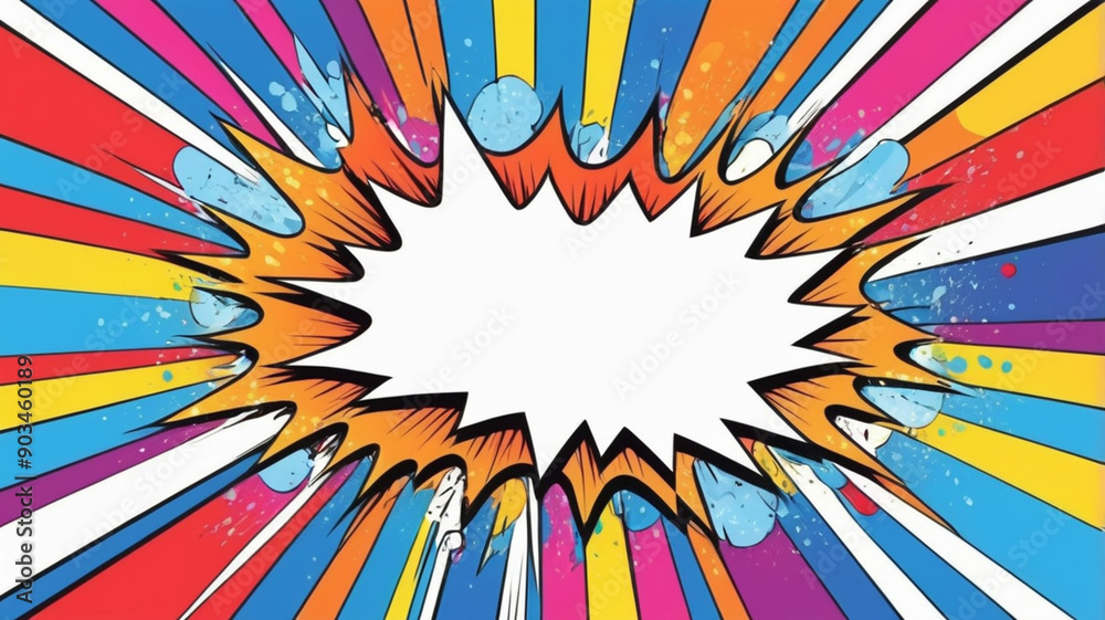 Fototapeta premium Colorful pop art background with white copy space