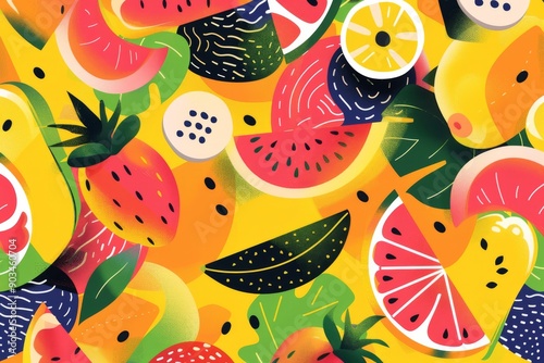 Tropical Fruit Collage: A Vibrant Mix of Summer Flavors