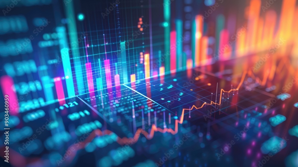 Abstract financial report with vibrant charts and graphs Abstract financial report with vibrant charts and graphs