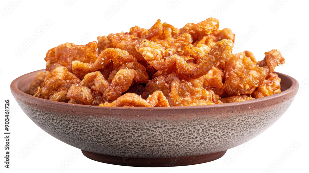 Bowl of pork rinds on transparent background Bowl of pork rinds on transparent background