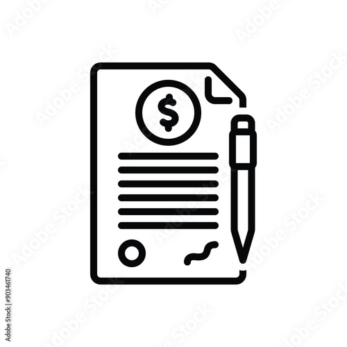 Black line icon for agreement