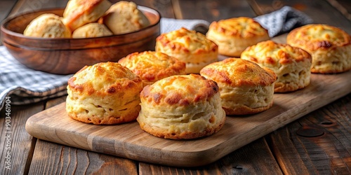 Delicious homemade cheese scones fresh out of the oven, cheese, scones, baking, homemade, savory, pastry, delicious, golden photo