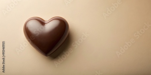 Valentine's Day heart shaped chocolate on plain beige background, Valentine's Day, heart shaped, chocolate, sweets, treats