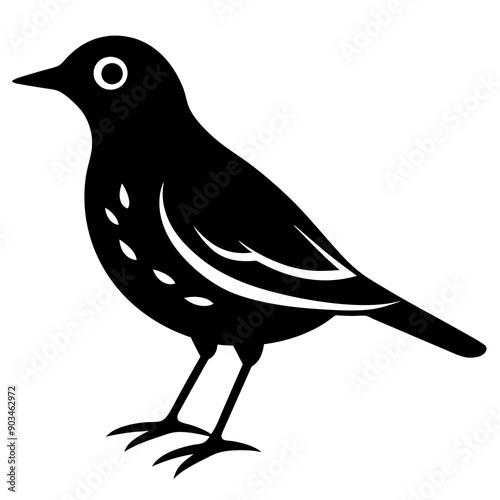 Silhouette of a lark bird vector illustration template