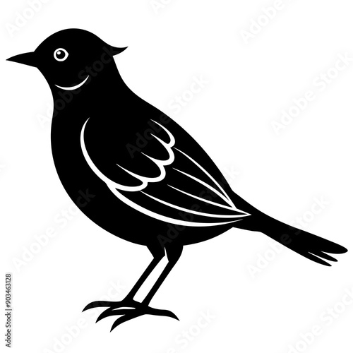 Silhouette of a lark bird vector illustration template