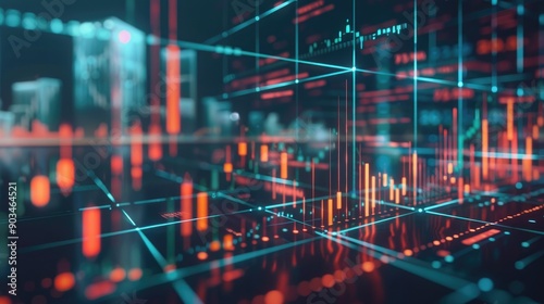 Abstract representation of financial growth with glowing graphs