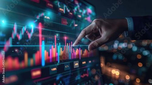 Digital business development chart with interactive elements