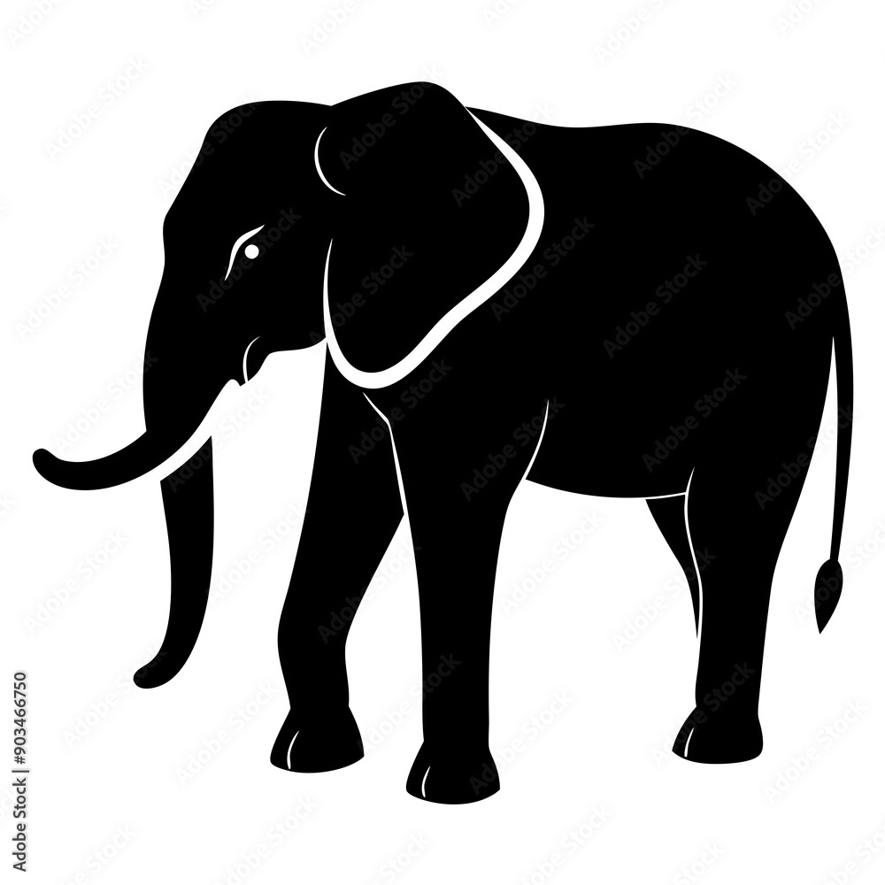 Fototapeta premium Elephant silhouette vector art illustration design