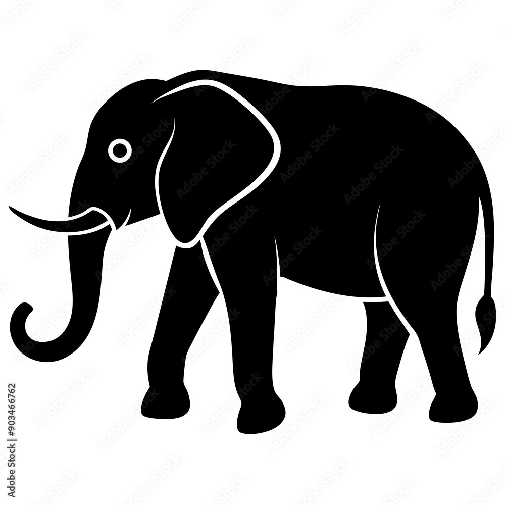 Fototapeta premium Elephant silhouette vector art illustration design