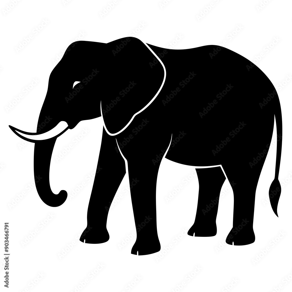 Fototapeta premium Elephant silhouette vector art illustration design
