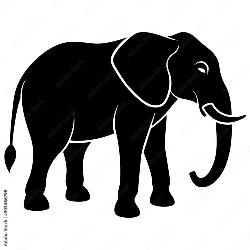 Fototapeta premium Elephant silhouette vector art illustration design
