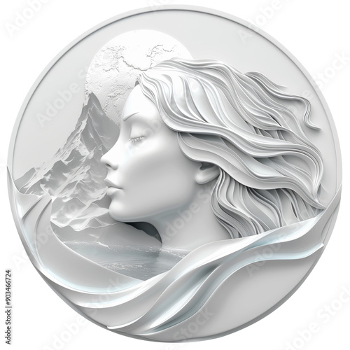 3D icon - woman with River, on isolated transparent background