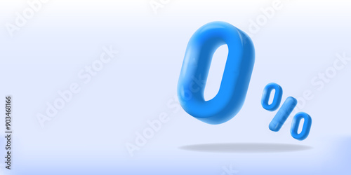 blue icon Vector of 0 percent in background,Ideal for promoting zero interest rates, discounts, or free offers