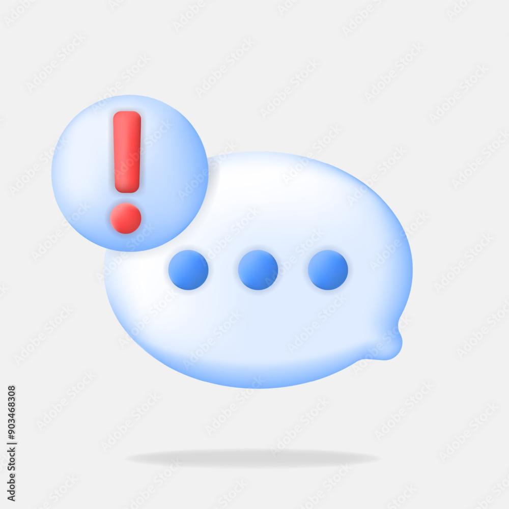 minimal 3d vector icon of bubble chat with notification exclamation mark minimal 3d vector icon of bubble chat with notification exclamation mark