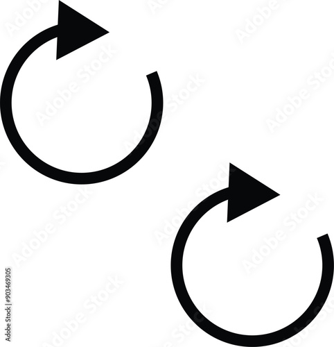 Reload Icon. Repeat business change cycle symbol. Vector set of restart or redo undo button in round shape. Flat outline of revise arrow to rewind or replay switch. Logo sign of rotation load again
