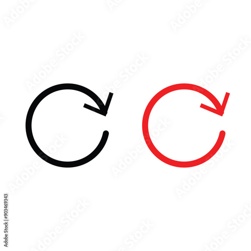 Reload Icon. Repeat business change cycle symbol. Vector set of restart or redo undo button in round shape. Flat outline of revise arrow to rewind or replay switch. Logo sign of rotation load again
