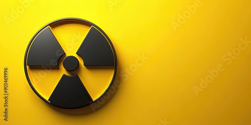 Black radioactive sign over yellow background, radioactive, symbol, warning, danger, toxic, hazard, nuclear photo