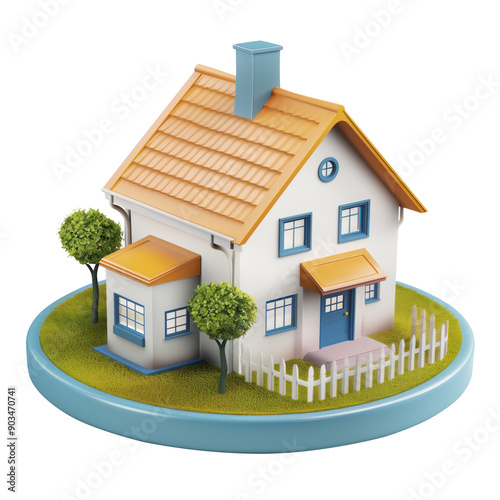 3D Homeowner Association icon, on isolated transparent background