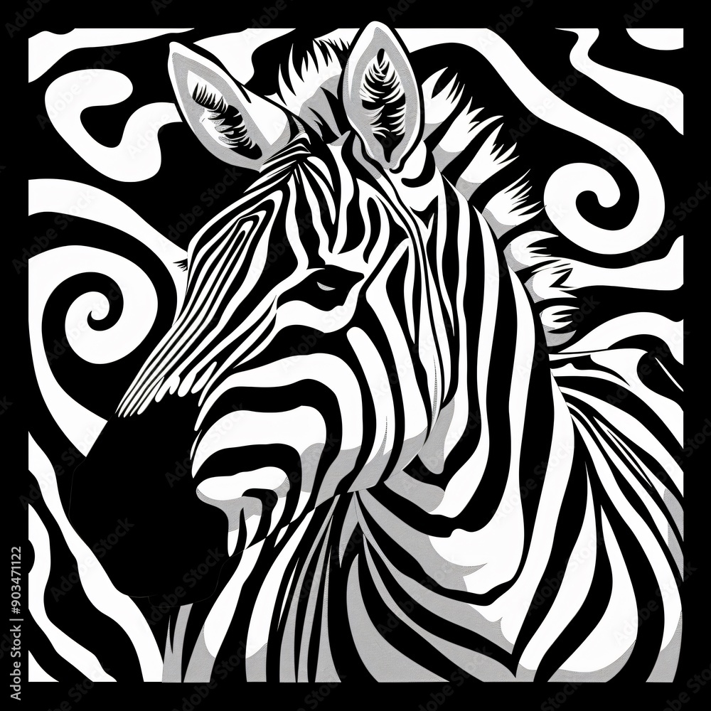 Zebra Portrait with Swirling Stripes Zebra Portrait with Swirling Stripes