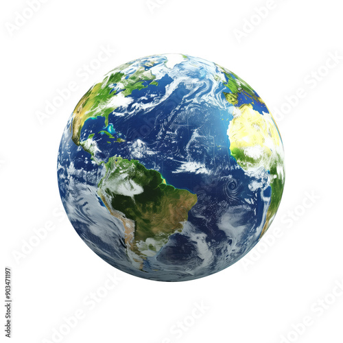 3D Earth Globe icon, on isolated transparent background