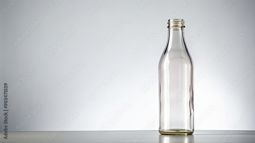 Glass bottle standing alone on a white background , isolated, empty,recyclable, container, packaging, clear, object Glass bottle standing alone on a white background , isolated, empty,recyclable, container, packaging, clear, object