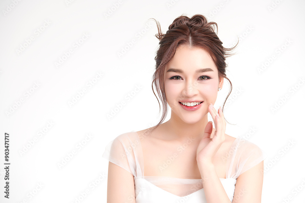 Beautiful young asian woman with clean fresh skin on white background, Face care, Facial treatment, Cosmetology, beauty and spa, Asian women portrait. Beautiful young asian woman with clean fresh skin on white background, Face care, Facial treatment, Cosmetology, beauty and spa, Asian women portrait.