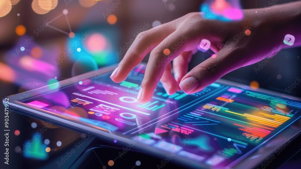 Digital marketing strategy layout with futuristic elements Digital marketing strategy layout with futuristic elements