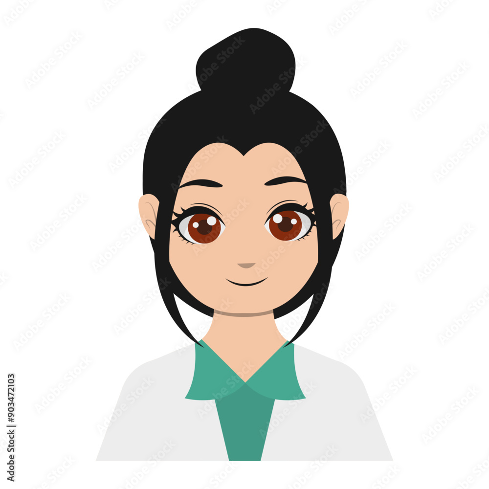 Cute Cartoon Woman Medical Staff Avatar. Vector Illustration Isolated on White Background Cute Cartoon Woman Medical Staff Avatar. Vector Illustration Isolated on White Background