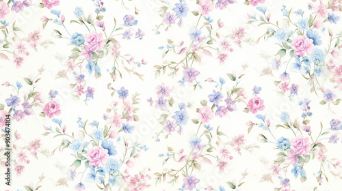 a beautiful vintage pastel floral pattern on white background,  patterns, background, wallpaper.