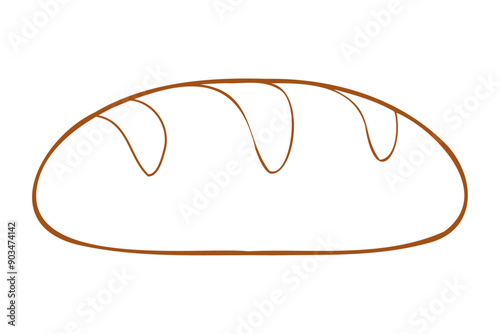 An outline bread design on a white background