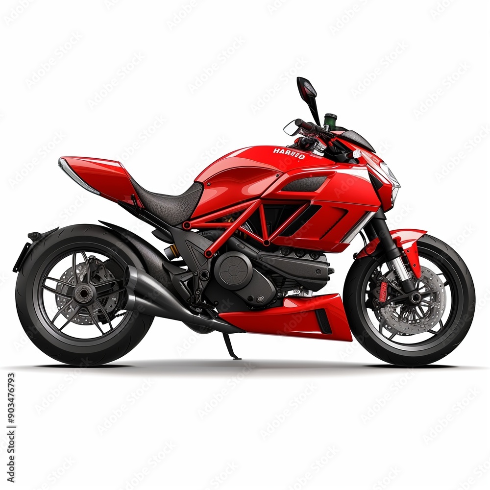 Sleek Red Sport Motorcycle Illustration - High Detail Side Profile for Motorcycle Enthusiasts Sleek Red Sport Motorcycle Illustration - High Detail Side Profile for Motorcycle Enthusiasts