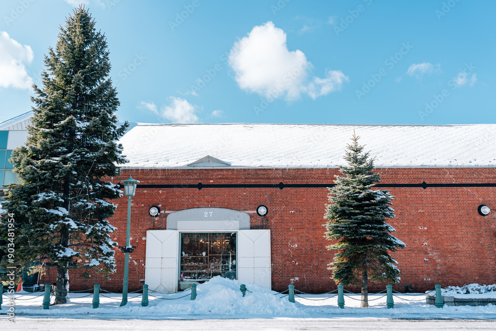 Kanemori Red Brick Warehouse at winter in Hakodate, Hokkaido, Japan