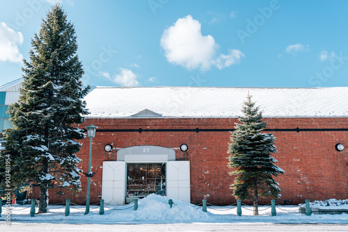 Obraz na płótnie Kanemori Red Brick Warehouse at winter in Hakodate, Hokkaido, Japan w salonie